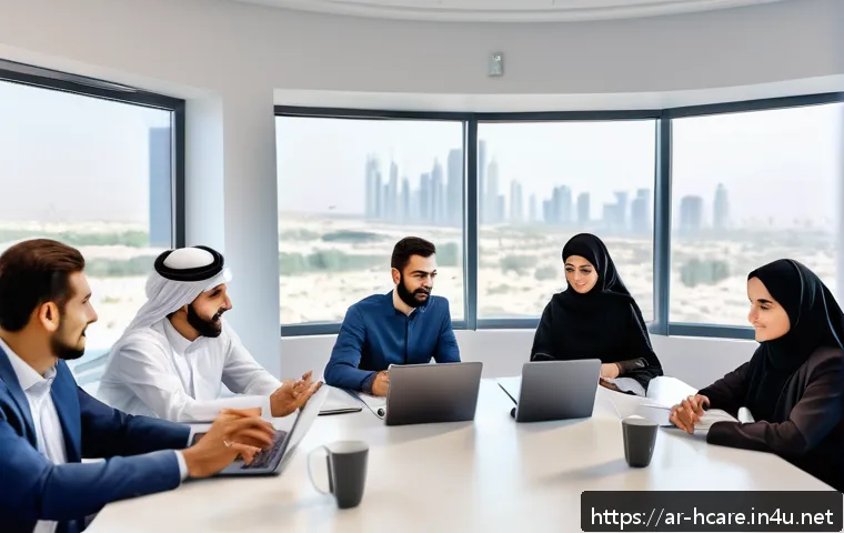 건강관리사 자격증 학습 커뮤니티 활용 - A diverse group of Arabic-speaking adult learners engaged in an interactive virtual study session fo...